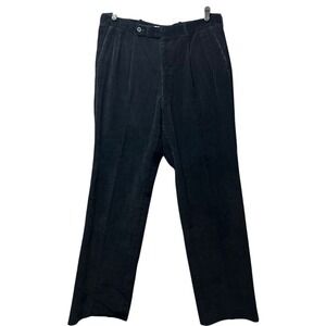 Vintage 80s Corduroy Pants Korean Tailored Black Pleated High Waisted Wide‎ Leg